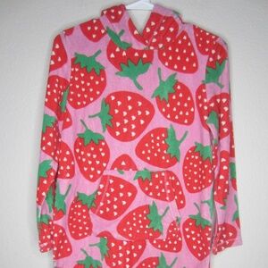Boden Girls Terrycloth Hooded Beach Dress Strawberry Print - Size 11-12Y
